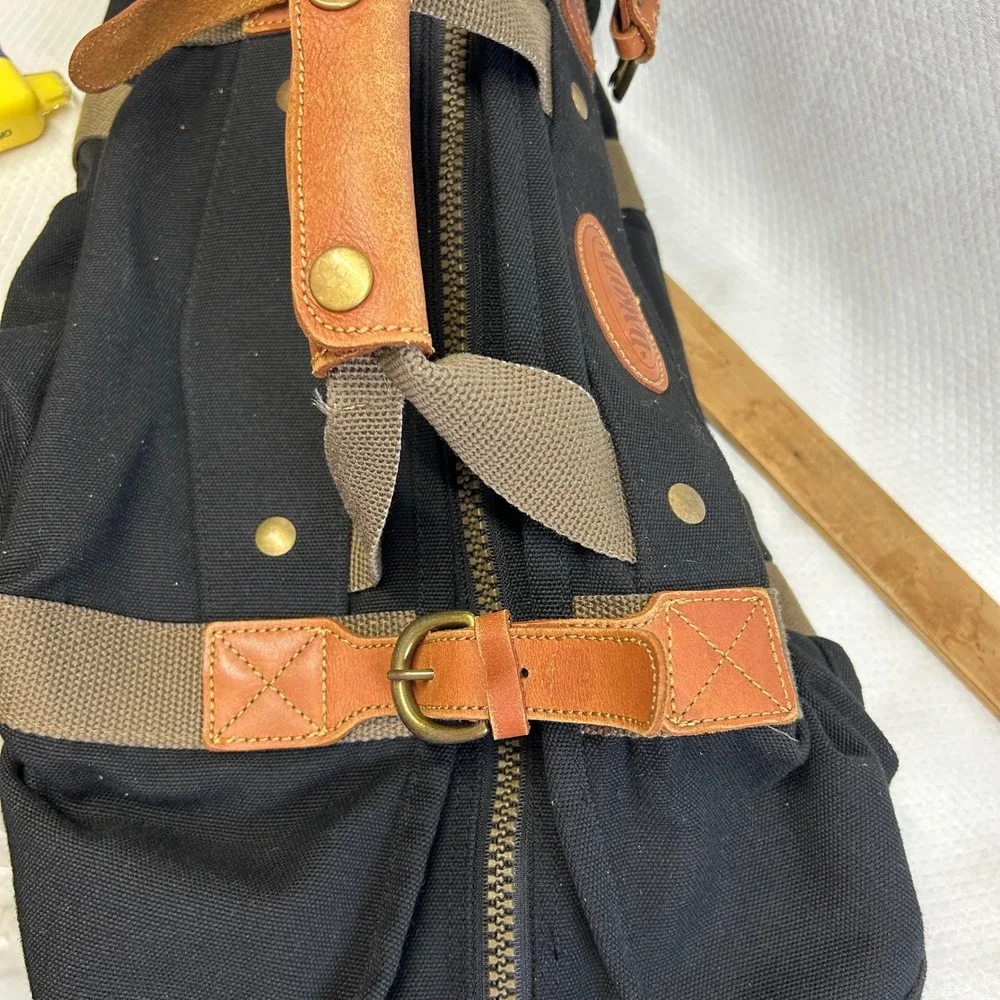 Dakota by Tumi Black Canvas Leather Trim Duffle Bag Travel Weekender Luggage